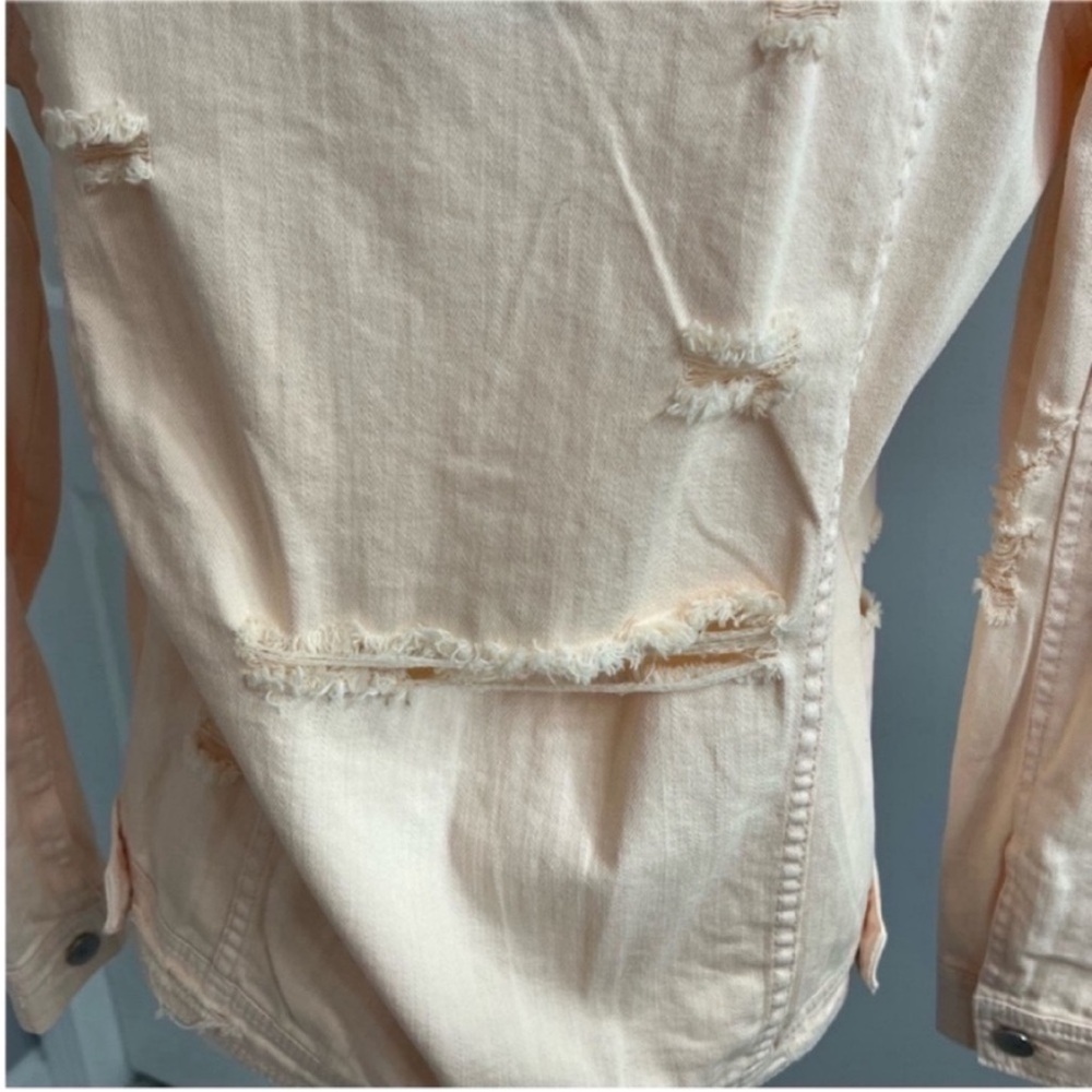 RACHEL Rachel Roy Blush Deconstructed Denim Jacket Size XS - Picture 8 of 10
